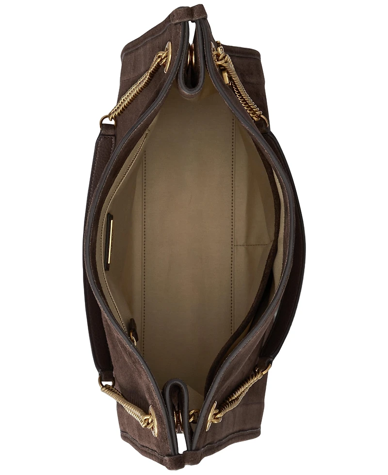 Lauren Ralph Suede Large Bradley Shopper Tote Bag