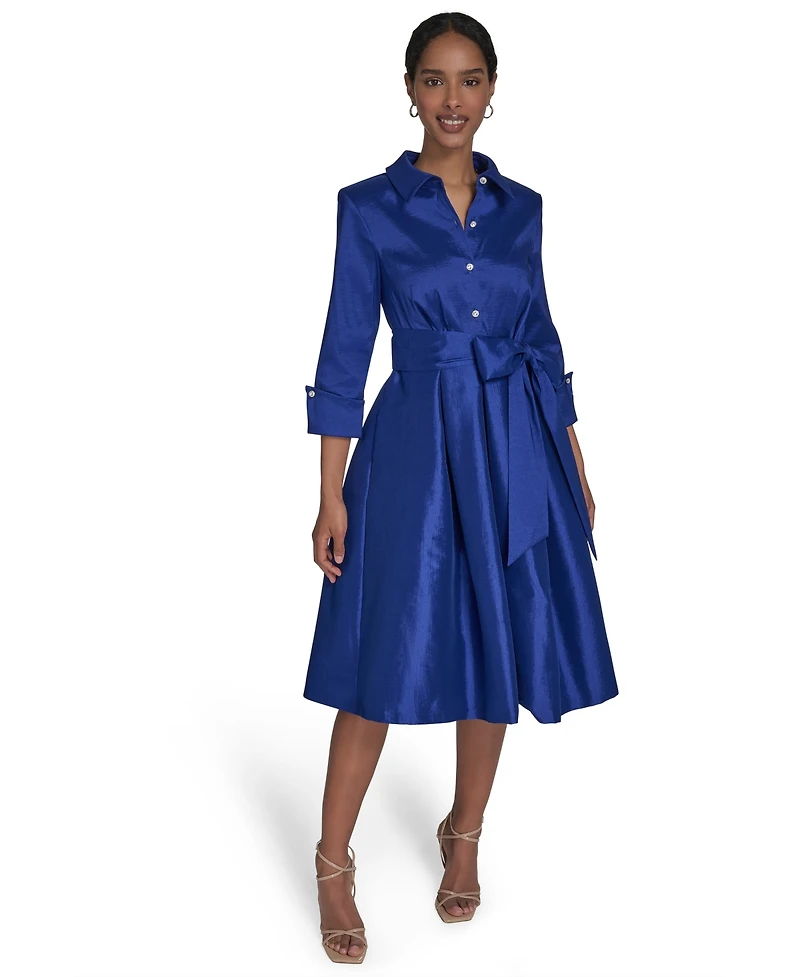 Jessica Howard Petite Belted Taffeta Shirtdress