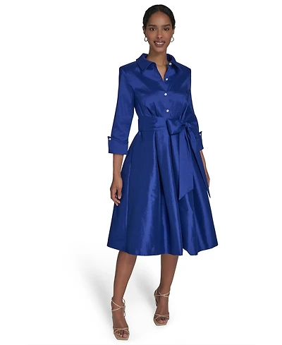 Jessica Howard Petite Belted Taffeta Shirtdress