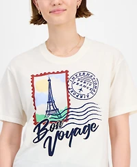Rebellious One Juniors' Cropped Bon Voyage T-Shirt