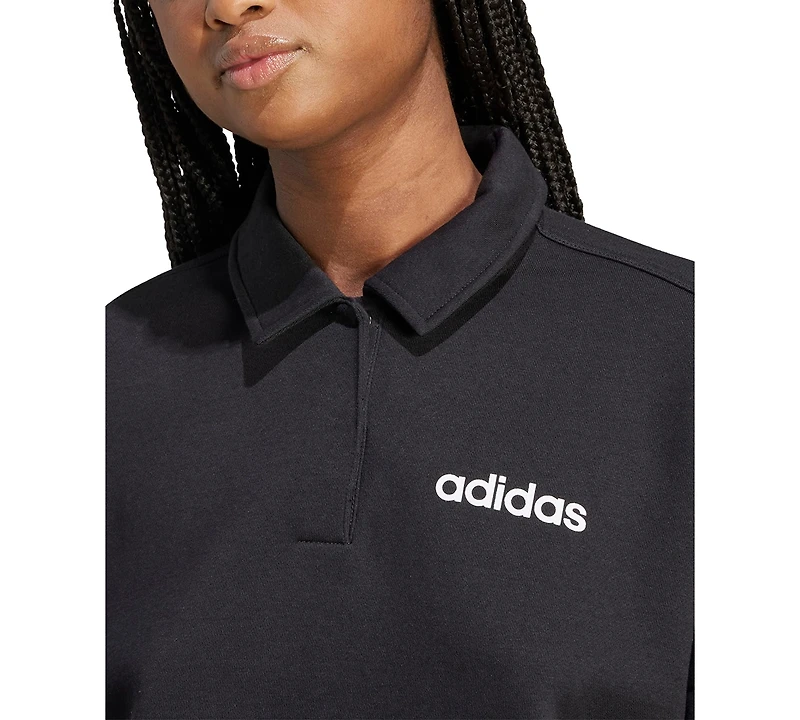 adidas Women's Essentials Linear Fleece Polo Sweatshirt