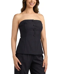 Bcx Juniors' Chalk Stripe Strapless Suit Vest Top