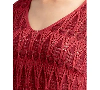 Bcx Juniors' Pullover V-Neck Pointelle Sweater