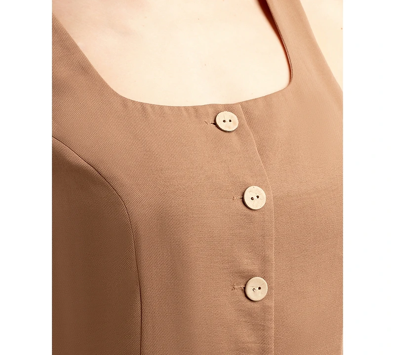Bcx Juniors' Solid Heavy Crepe Button-Front Vest