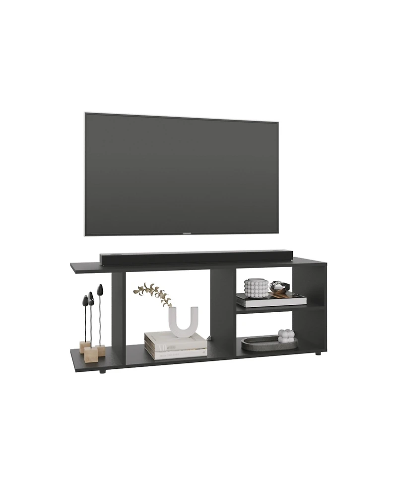 Sudley Entertainment Center with 4 Shelves and 4 Legs, Black