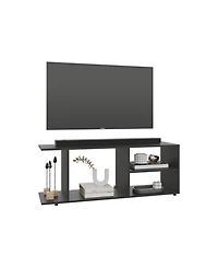Sudley Entertainment Center with 4 Shelves and 4 Legs, Black