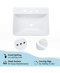 Aquaterior Rectangle Drop In Bathroom Sink w/ 3 Hole Faucet Widespread 2 Handle