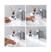 Aquaterior Wall Mount Ceramic Sink with Modern Bathroom Single Handle Faucet Chrome Combo