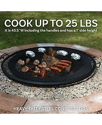 Sunnydaze Decor Outdoor Camping or Backyard Heavy-Duty Steel Round X-Marks Fire Pit Cooking Grilling Grate