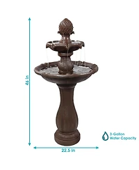 Sunnydaze Decor 46" H Outdoor 2-Tier Pineapple Solar Water Fountain with Battery Backup