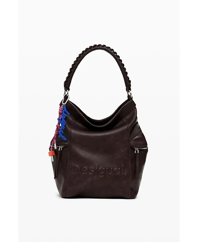 Desigual Women's Large logo suede-effect backpack