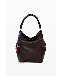 Desigual Women's Large logo suede-effect backpack