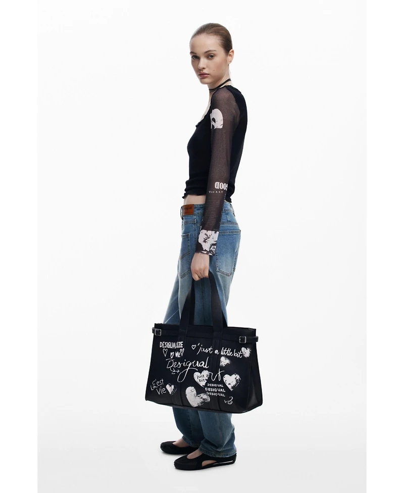 Desigual Women's Large faux leather shopper bag with letters