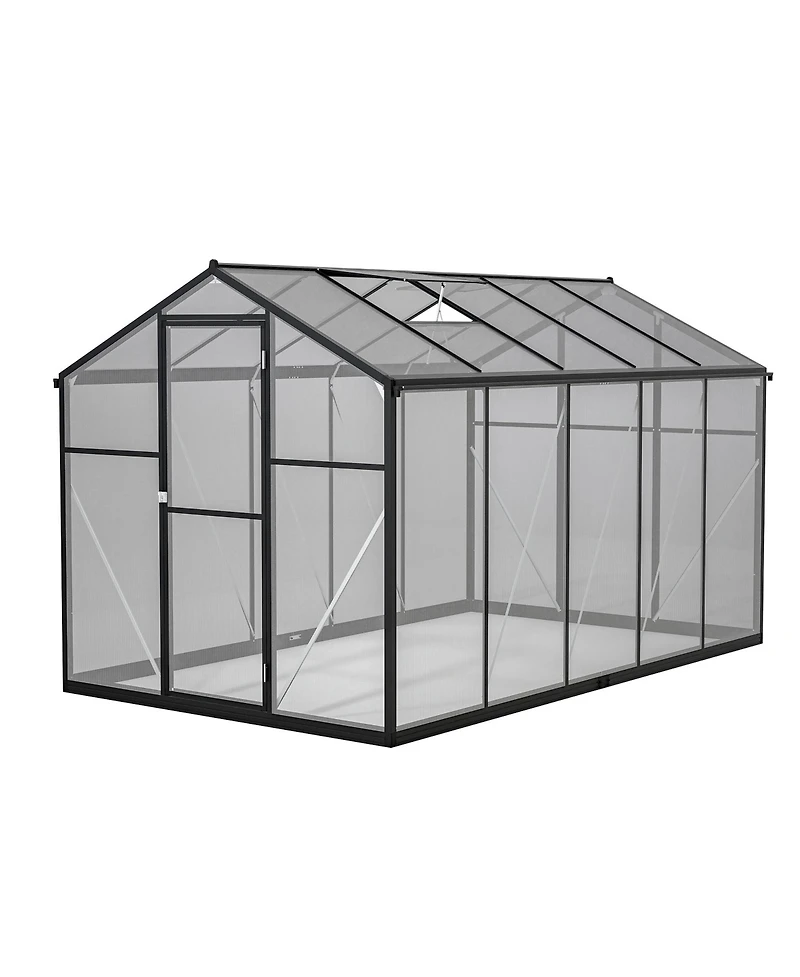 Mondawe 6'x12' Thick Polycarbonate Greenhouse with Double Flush Door