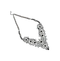 Sohi Women's Black Foliage Crystal Statement Necklace