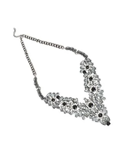 Sohi Womens Black Foliage Crystal Statement Necklace