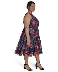Eliza J Plus Sleeveless Embroidered Fit & Flare Dress