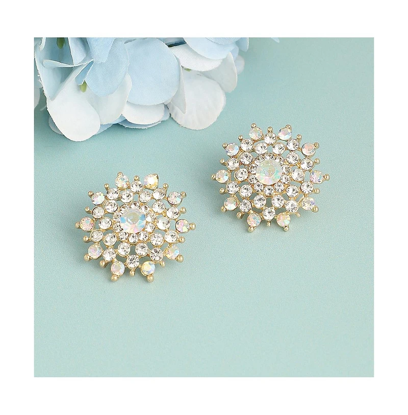 Sohi Women's Gold Snowflake Stud Earrings