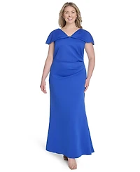 Jessica Howard Plus Cape-Sleeve Scuba Gown