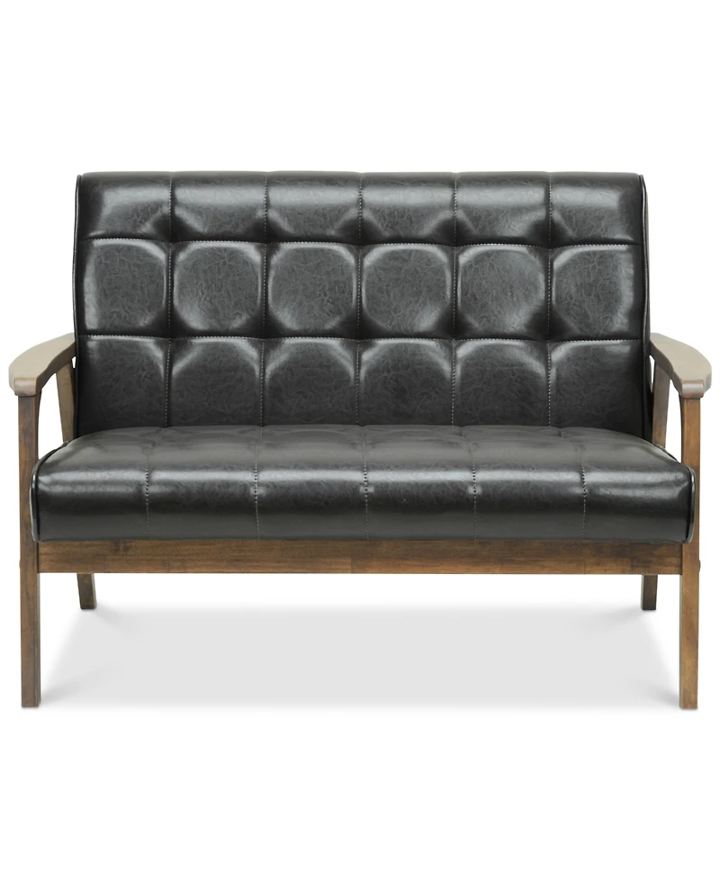 Caden Mid-Century Faux Leather Loveseat