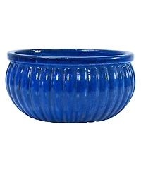 Sunnydaze Decor Ceramic Ribbed Planter Bowl - Imperial Blue - 14.5" Round