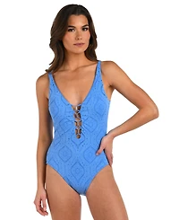 La Blanca Women's Mantra Plunge-Neck One-Piece Swimsuit