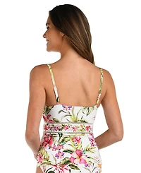 La Blanca Women's Polynesian Shirred Printed Tankini Top
