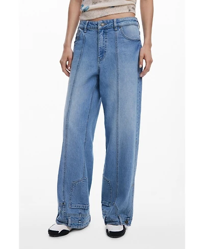 Desigual Women's Straight jeans with inverted effect