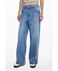 Desigual Women's Straight jeans with inverted effect