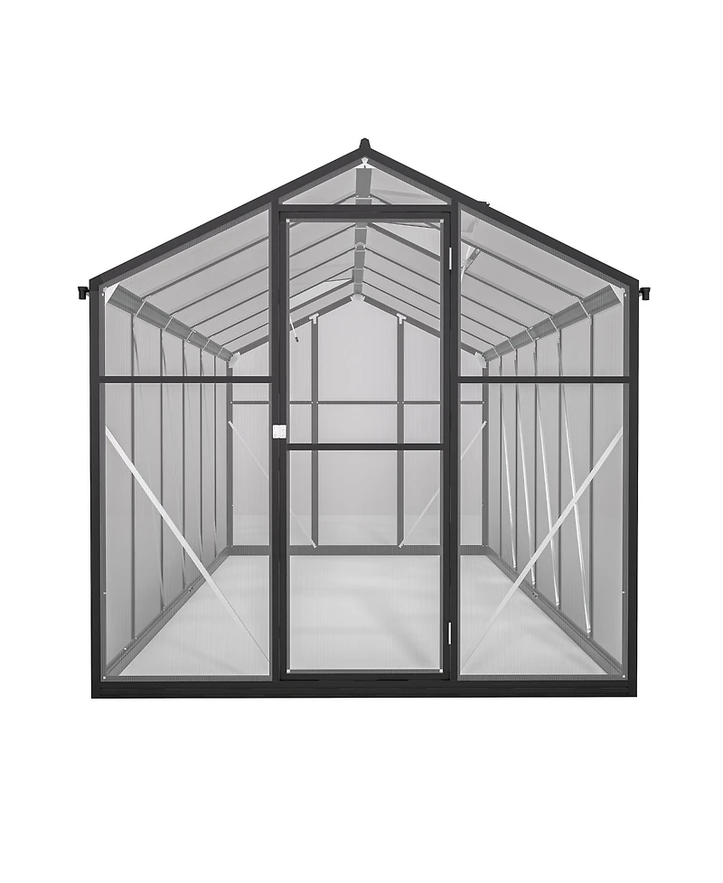 Mondawe 6'x12' Thick Polycarbonate Greenhouse with Double Flush Door