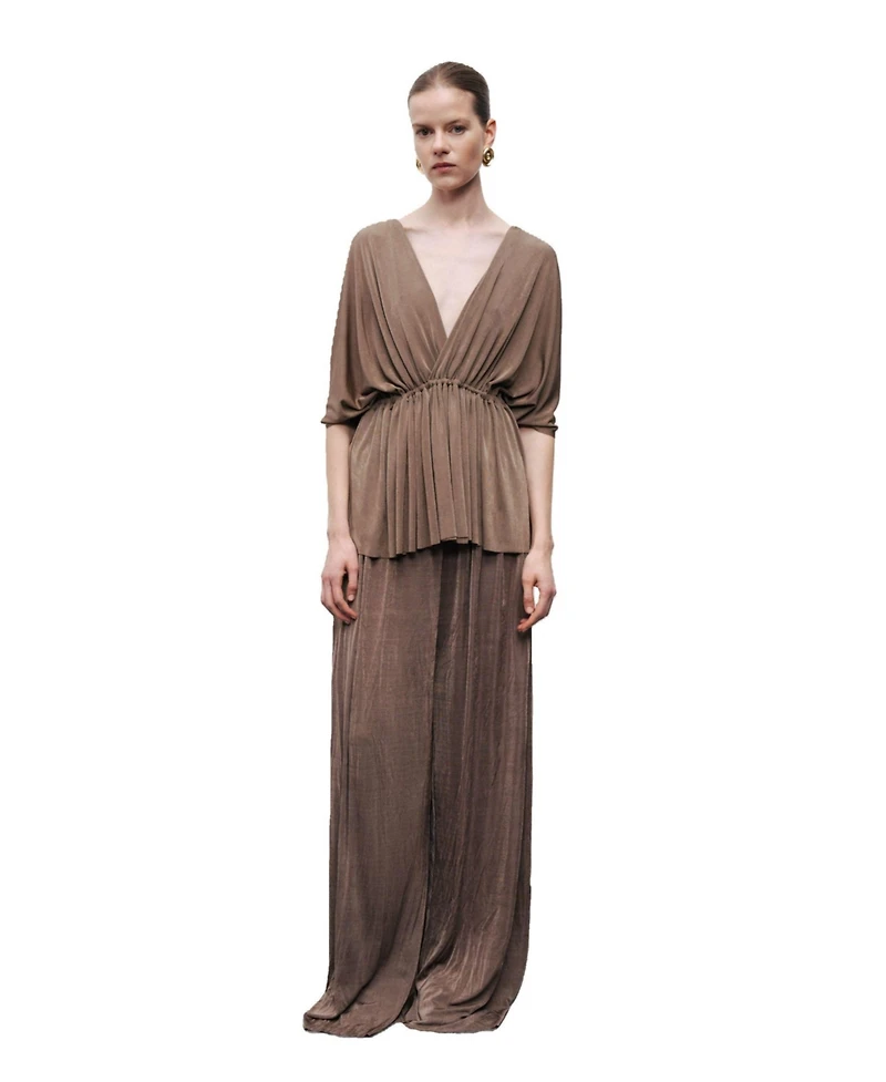 Nocturne Women's V-Neck Beaded Accessory Blouse