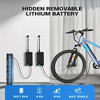 Everyfun 350W Electric Bike 26" Electric Mountain Bike for Adults, 36V Built-in Hidden Removable Battery with Shimano 7 Speed City Commuter Bike
