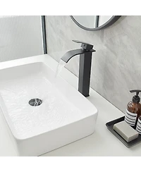 Waterfall Single Hole Handle Tall Bathroom Vessel Sink Faucet With Supply Hose Polished Chrome