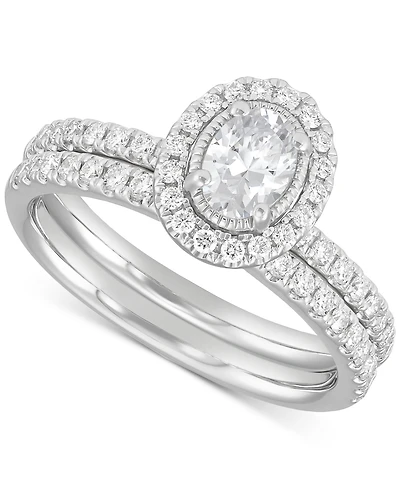Diamond Oval Halo Bridal Ring Set (1 ct. t.w.) in 14k White Gold