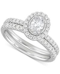 Diamond Oval Halo Bridal Ring Set (1 ct. t.w.) in 14k White Gold