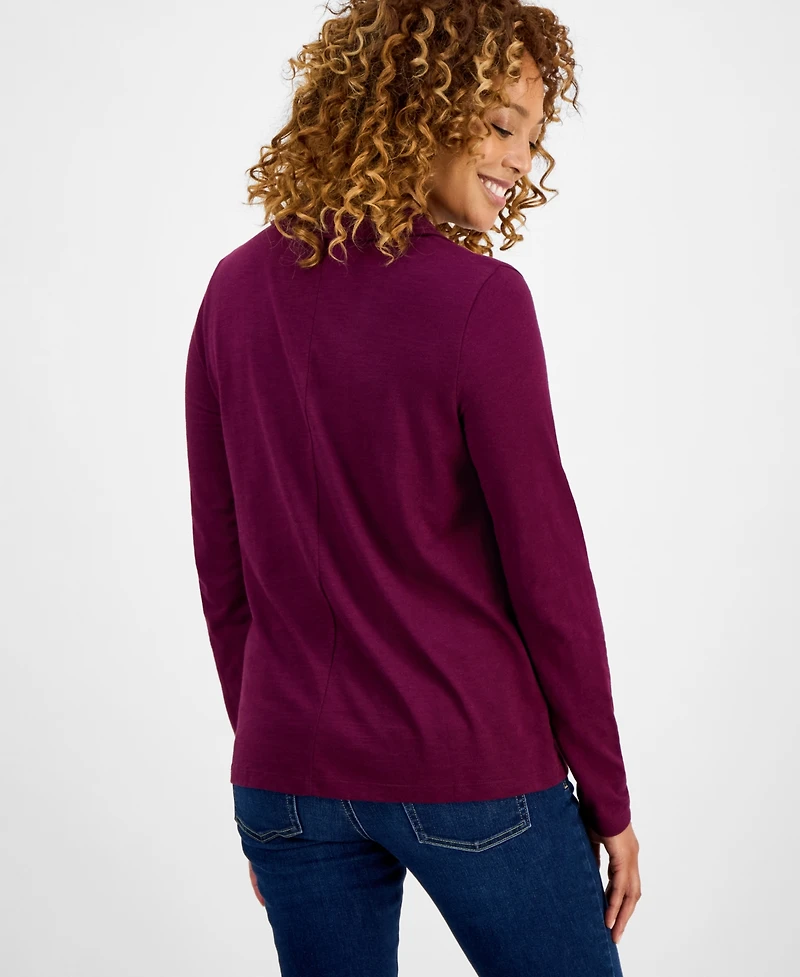 Style & Co Women's Collared V-Neck Long-Sleeve Knit Top, Exclusively at Macy's