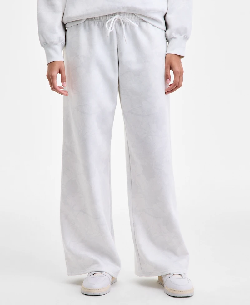 Madden Girl Juniors' Camo Print Wide-Leg Fleece Sweatpants