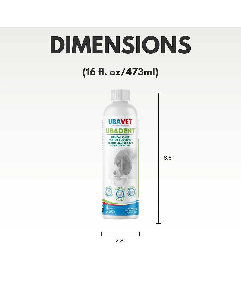 Ubavet Ubadent Dental Water Additive for Dogs & Cats – (16 fl oz / 473ml)