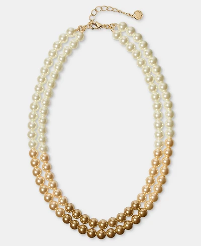 Imitation Pearl Layered Collar Necklace, 16" + 2" extender