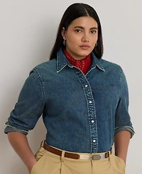 Lauren Ralph Plus Twill Denim Shirt
