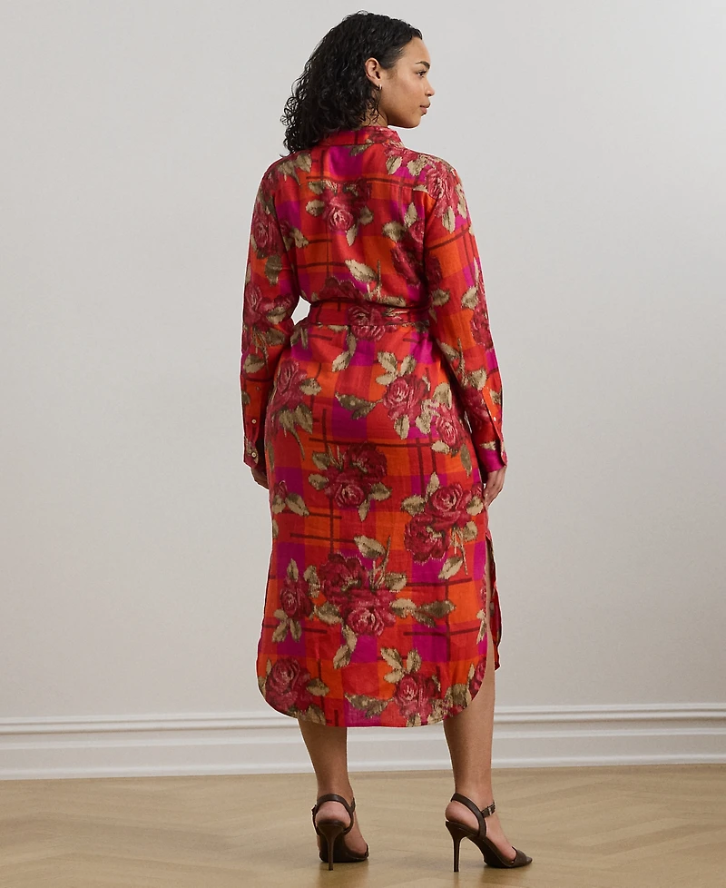 Lauren Ralph Plus Printed Linen Shirtdress