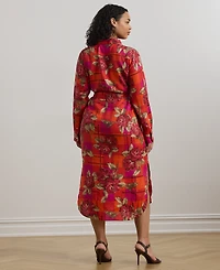 Lauren Ralph Plus Printed Linen Shirtdress