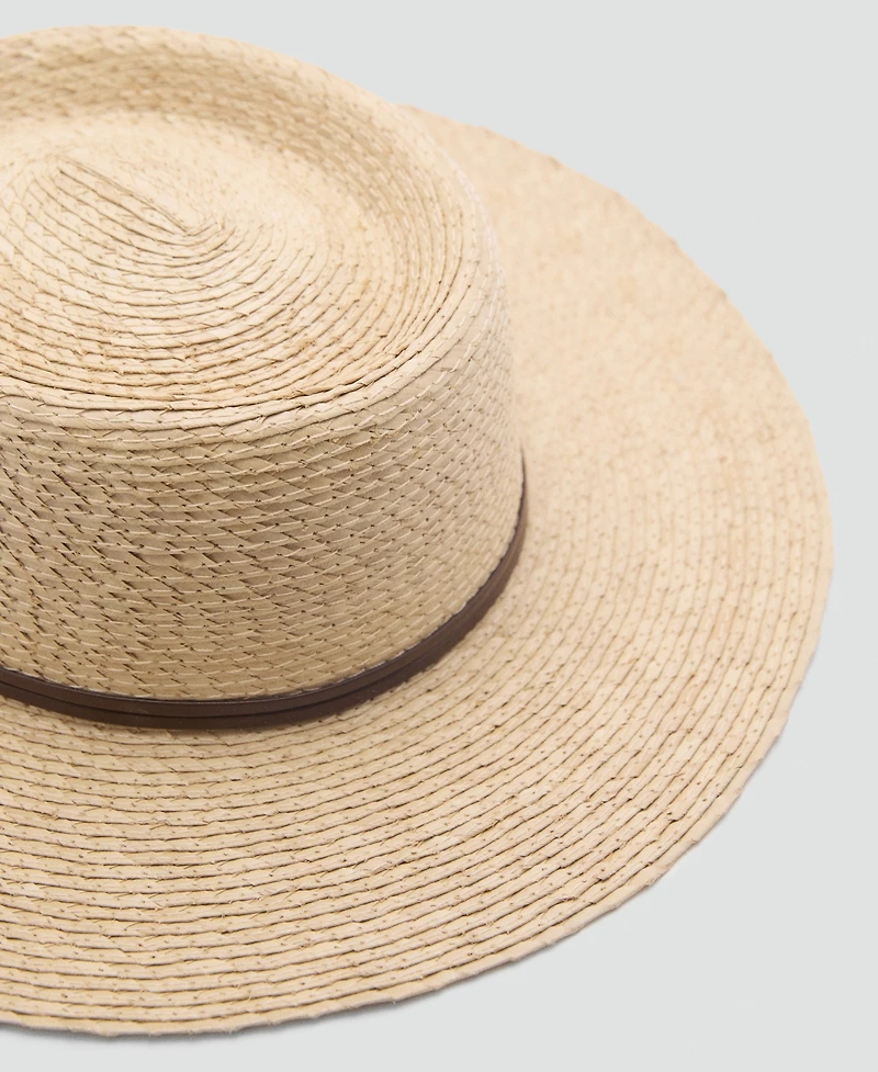 Mango Women's Contrasting Ribbon Natural Fiber Hat