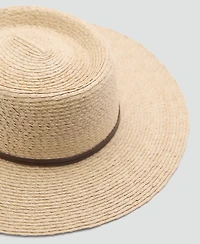 Mango Women's Contrasting Ribbon Natural Fiber Hat