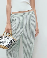 Mango Women's Low-Rise Striped Pants