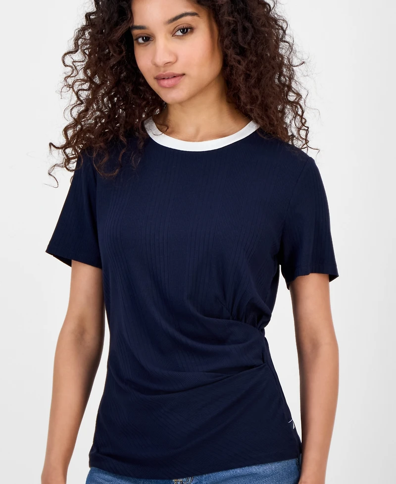 Nautica Jeans Women's Side-Gathered Short-Sleeve Top