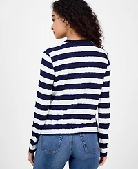 Nautica Jeans Women's Striped Faux Knit Cardigan