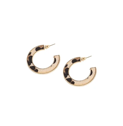Sohi Women's Metallic Animal Print Hoop Earrings
