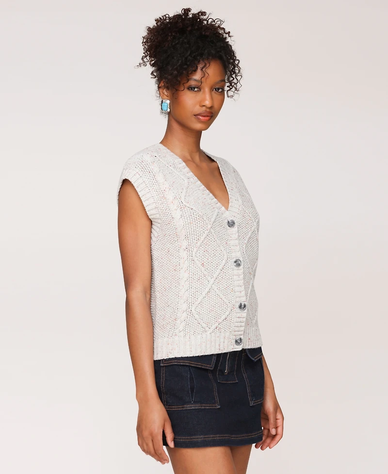 Avec Les Filles Women's Cable Knit Button-Front Vest
