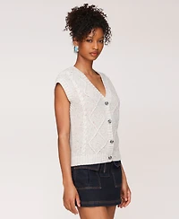 Avec Les Filles Women's Cable Knit Button-Front Vest